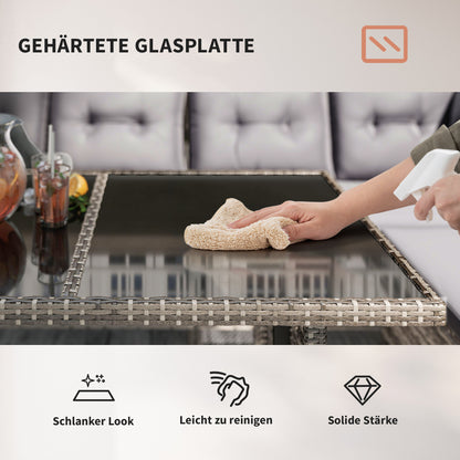 6-piece seating group garden set sofa set patio furniture set lounge, polyrattan, gray