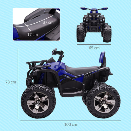 12V Electric Quad for Kids 3-5 Years 3-8km/h, Kids Electric Car with Music, MP3, USB, TF Card, Headlights and Pedal, in PP and Metal, 100x65x73 cm, Blue