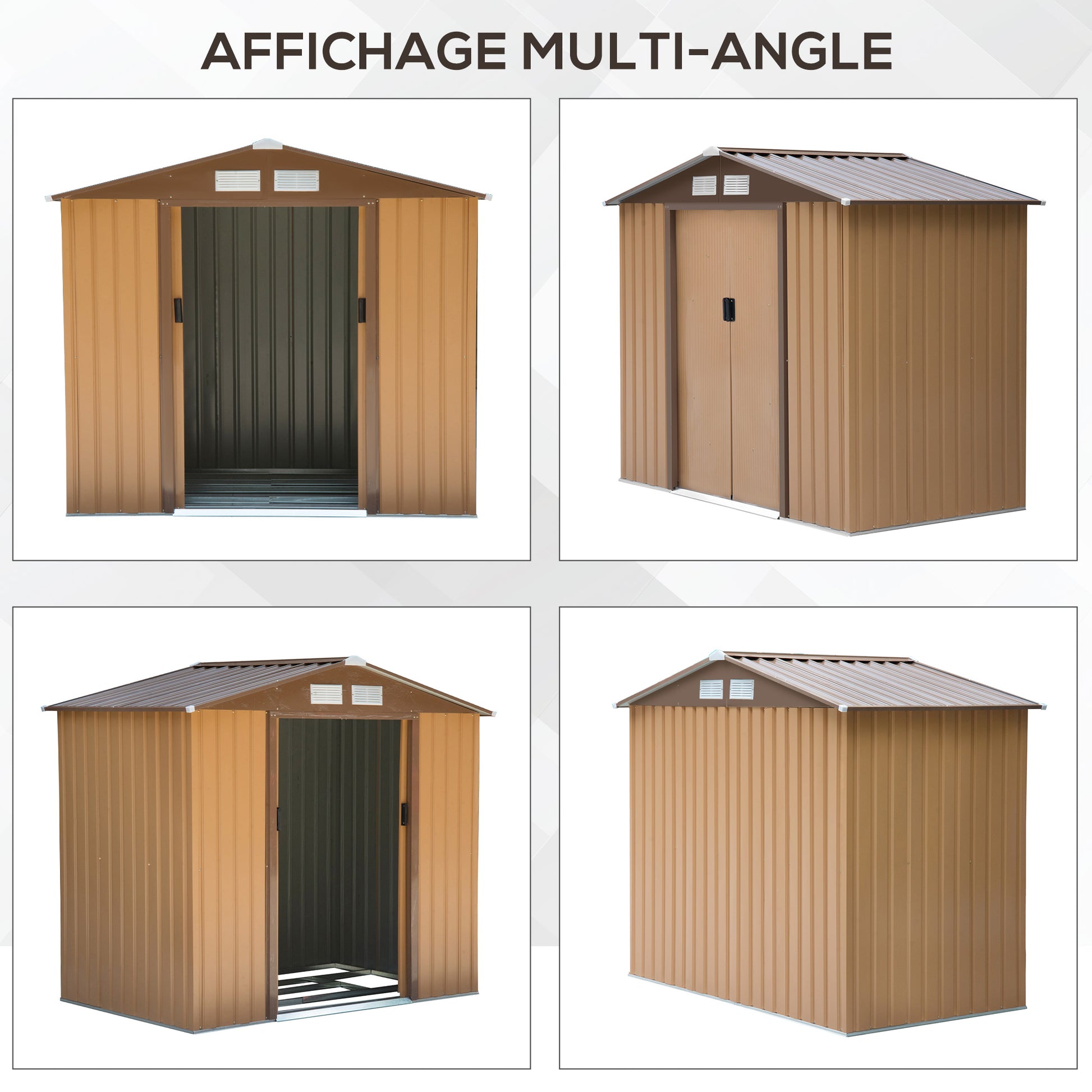 Tool Shed 2.42m², Garden Shed with Gable Roof, Sliding Door, Foundation, 213 x 130 x 185 cm, Tool Shed made of Galvanized Steel, Weatherproof, for Garden, Yellow