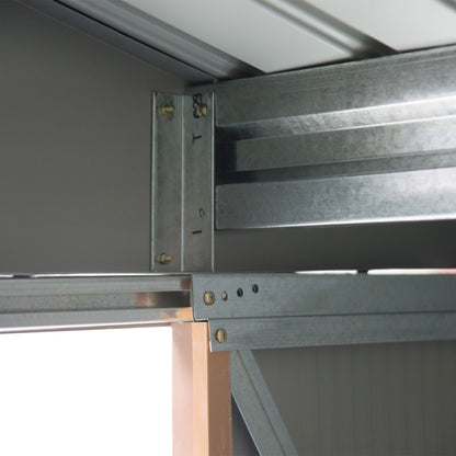 Tool Shed 2.42m², Garden Shed with Gable Roof, Sliding Door, Foundation, 213 x 130 x 185 cm, Tool Shed made of Galvanized Steel, Weatherproof, for Garden, Yellow