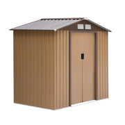 Tool Shed 2.42m², Garden Shed with Gable Roof, Sliding Door, Foundation, 213 x 130 x 185 cm, Tool Shed made of Galvanized Steel, Weatherproof, for Garden, Yellow