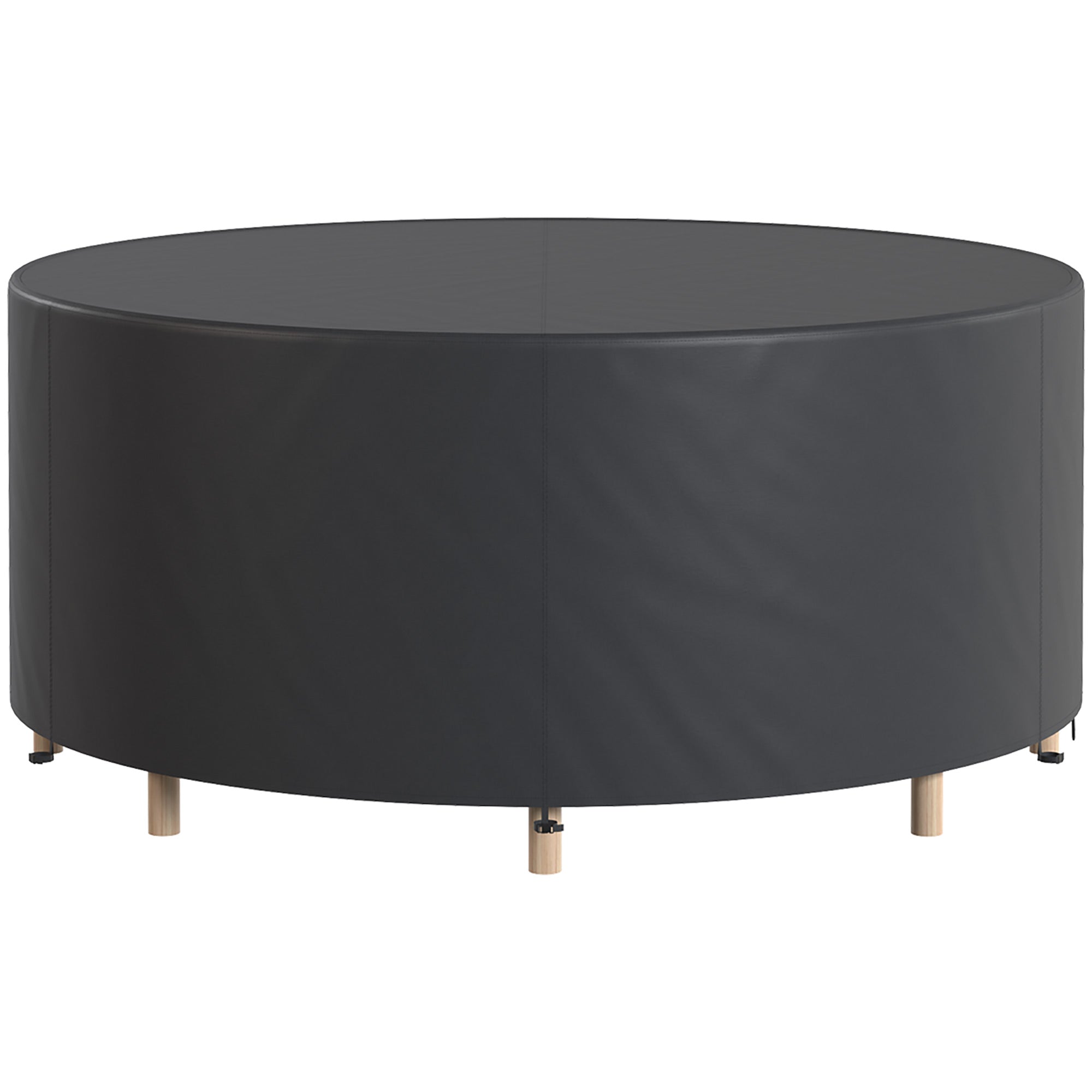 Round Patio Furniture Cover – 420D Waterproof Oxford, UV30+ Protection, Fits Round Tables & Stacked Chairs Ø84.3" x 27.6", Black