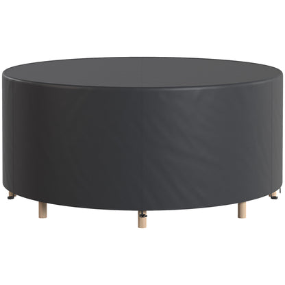 Round Patio Furniture Cover – 420D Waterproof Oxford, UV30+ Protection, Fits Round Tables & Stacked Chairs Ø84.3" x 27.6", Black