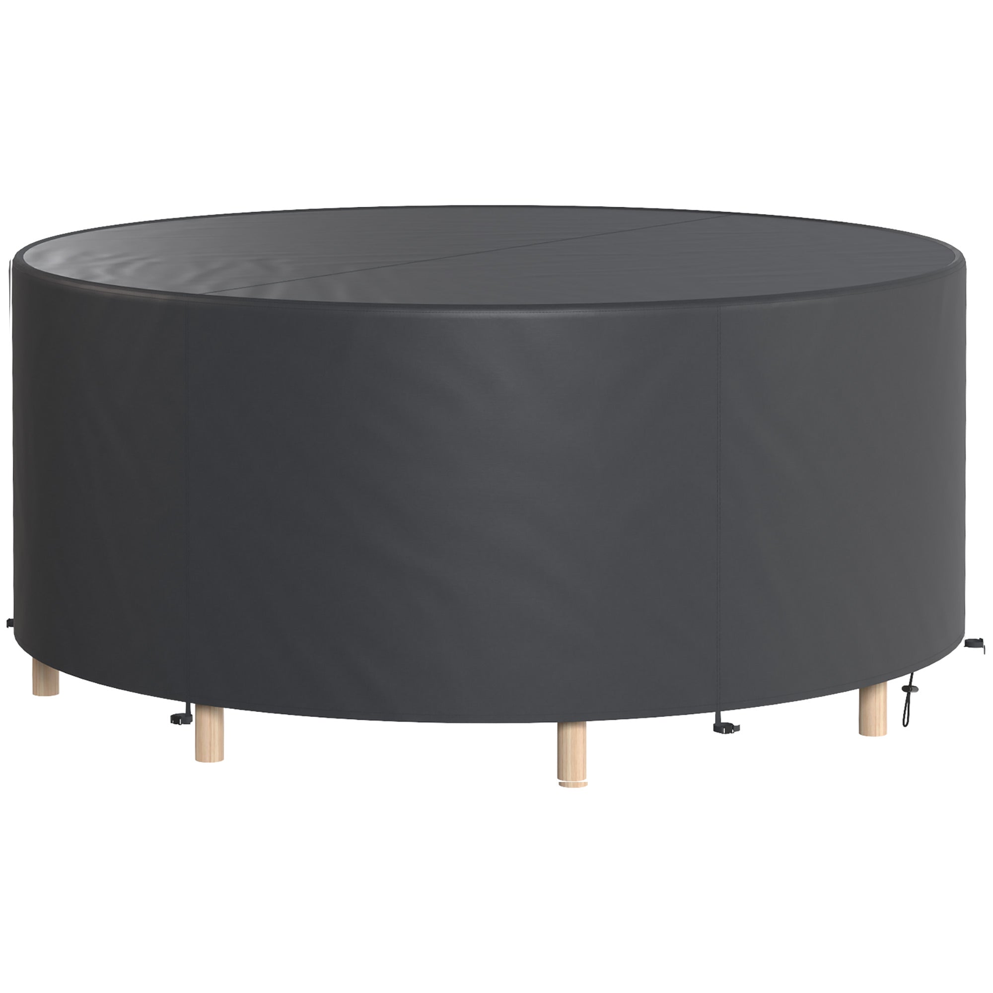 Round Patio Furniture Cover – 420D Waterproof Oxford, UV30+ Protection, Fits Round Tables & Stacked Chairs Ø84.3" x 27.6", Black