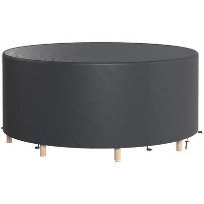 Round Patio Furniture Cover – 420D Waterproof Oxford, UV30+ Protection, Fits Round Tables & Stacked Chairs Ø84.3" x 27.6", Black