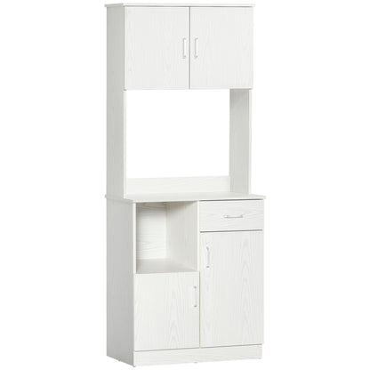 Kitchen Buffet Kitchen Cabinet Multi-Storage 4 Doors 1 Drawer Shelf + Large Countertop 71 x 41 x 178 cm White MDF