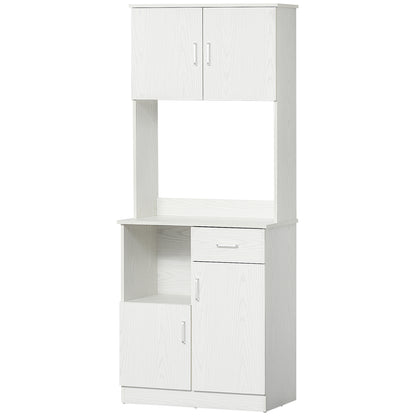 Kitchen Buffet Kitchen Cabinet Multi-Storage 4 Doors 1 Drawer Shelf + Large Countertop 71 x 41 x 178 cm White MDF