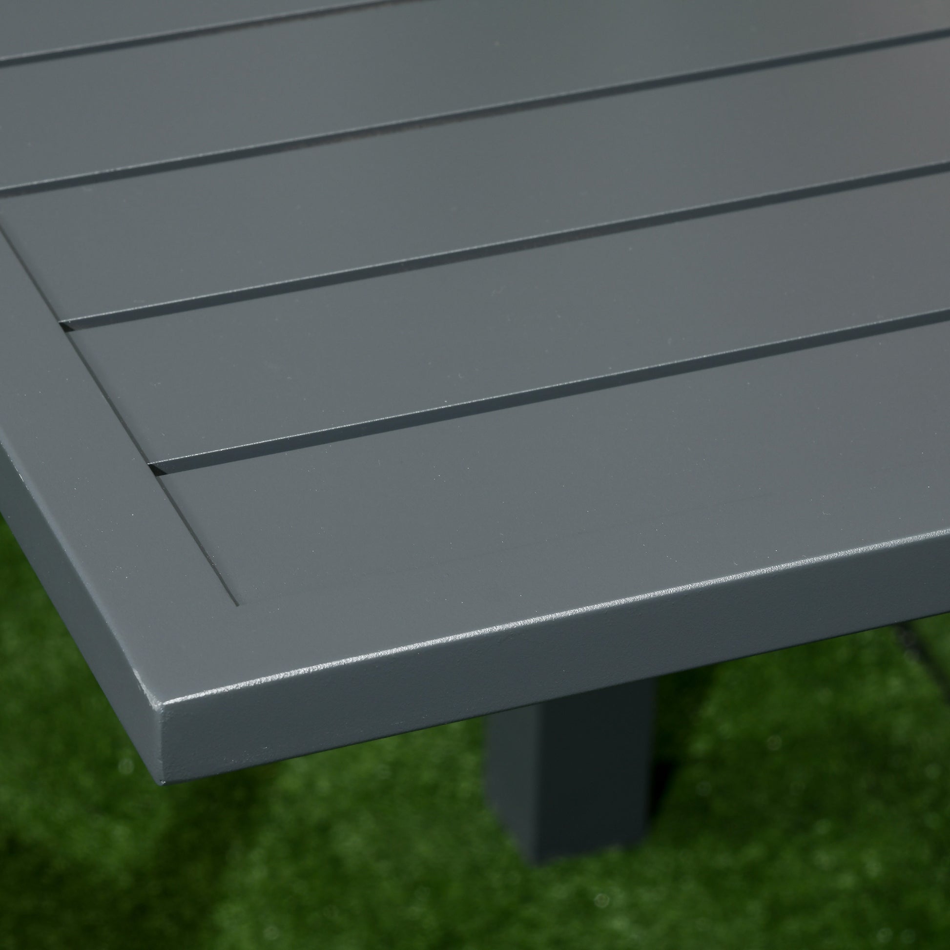 7-Piece Aluminum Outdoor Dining Set with Extendable Table and 6 Stackable Chairs with Texteline Seat 90-180x89x74 cm Gray