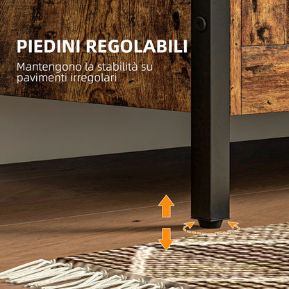 95L Industrial Style Storage Chest with Safety Hinged Lid, Multi-Purpose Storage Bench for Living Room and Entryway, 80x40x49cm, Rustic Brown