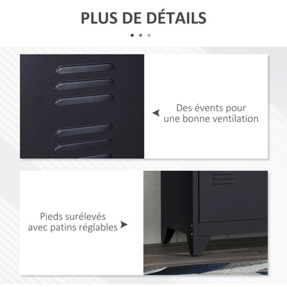 TV Stand, TV Cabinet, Cold-Rolled Steel Structure, 2 Cabinets with 2 Adjustable Shelves, Industrial Design, Television Furniture, Cable Management, 119 x 40 x 63.5 cm, Black