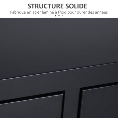 TV Stand, TV Cabinet, Cold-Rolled Steel Structure, 2 Cabinets with 2 Adjustable Shelves, Industrial Design, Television Furniture, Cable Management, 119 x 40 x 63.5 cm, Black