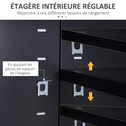 TV Stand, TV Cabinet, Cold-Rolled Steel Structure, 2 Cabinets with 2 Adjustable Shelves, Industrial Design, Television Furniture, Cable Management, 119 x 40 x 63.5 cm, Black