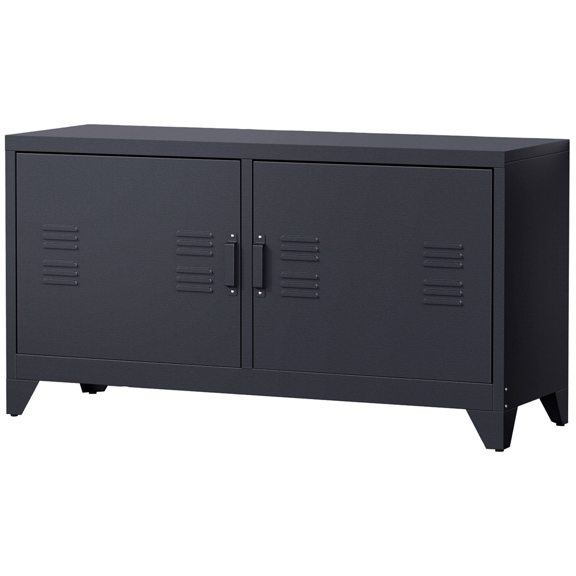 TV Stand, TV Cabinet, Cold-Rolled Steel Structure, 2 Cabinets with 2 Adjustable Shelves, Industrial Design, Television Furniture, Cable Management, 119 x 40 x 63.5 cm, Black