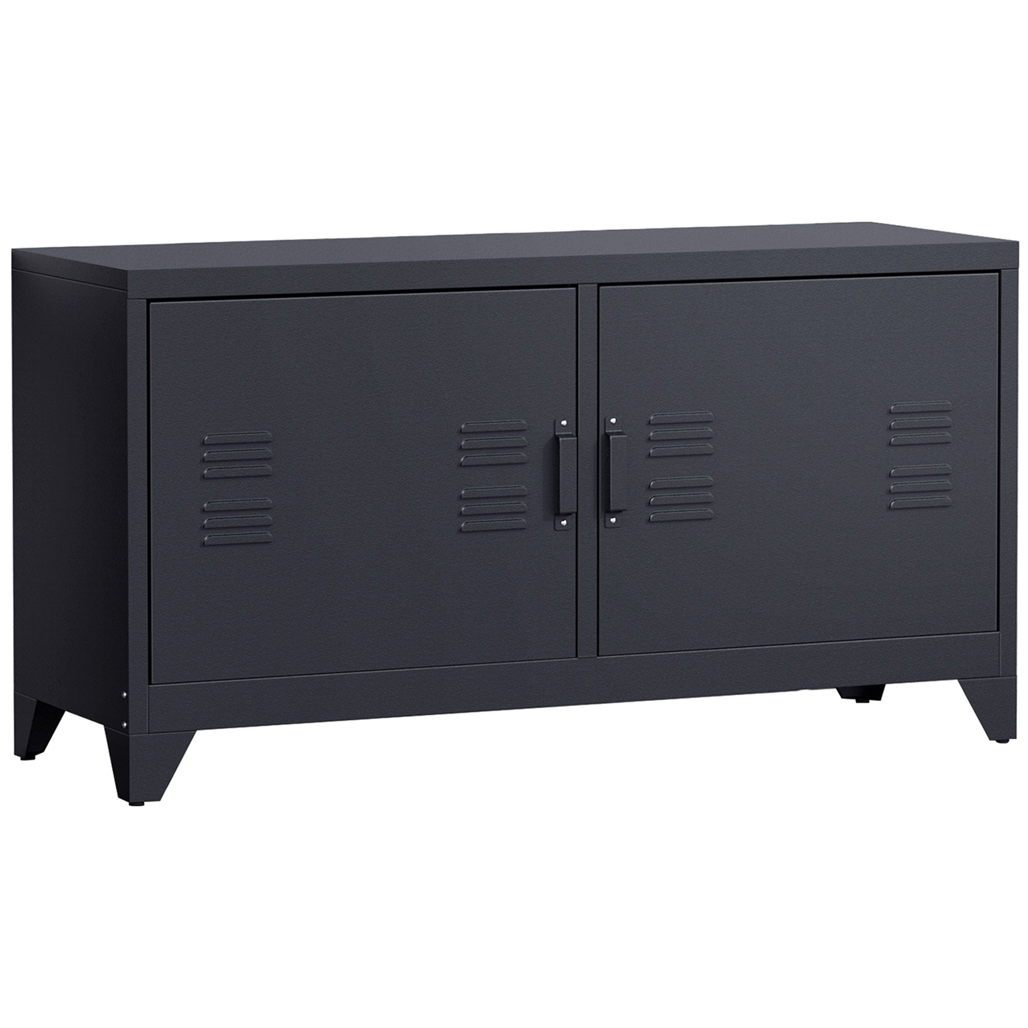 TV Stand, TV Cabinet, Cold-Rolled Steel Structure, 2 Cabinets with 2 Adjustable Shelves, Industrial Design, Television Furniture, Cable Management, 119 x 40 x 63.5 cm, Black