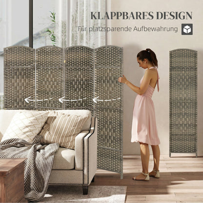 4-Panel Folding Room Divider, 71 x 71 in (180 x 180 cm) – Dark Oak