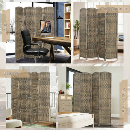 4-Panel Folding Room Divider, 71 x 71 in (180 x 180 cm) – Dark Oak