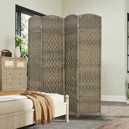 4-Panel Folding Room Divider, 71 x 71 in (180 x 180 cm) – Dark Oak
