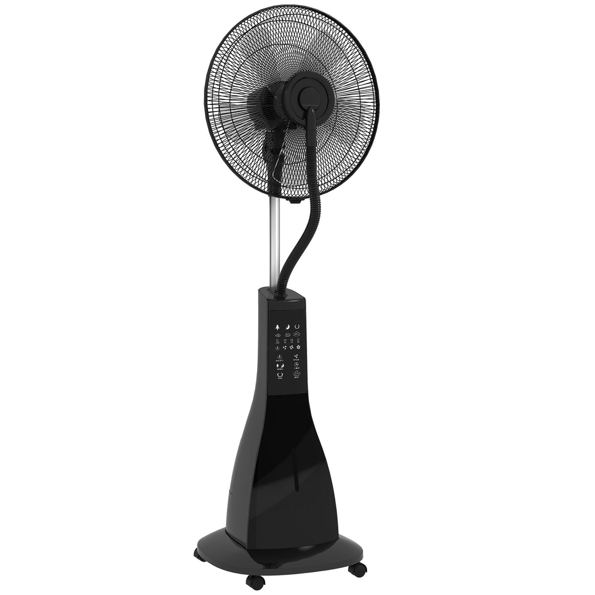 Misting Fan Pedestal Fan with Water Oscillating 90 W Timer 3L Tank Remote Control 3 Speeds 5 Blades and LED Screen Ø44.5 cm Black
