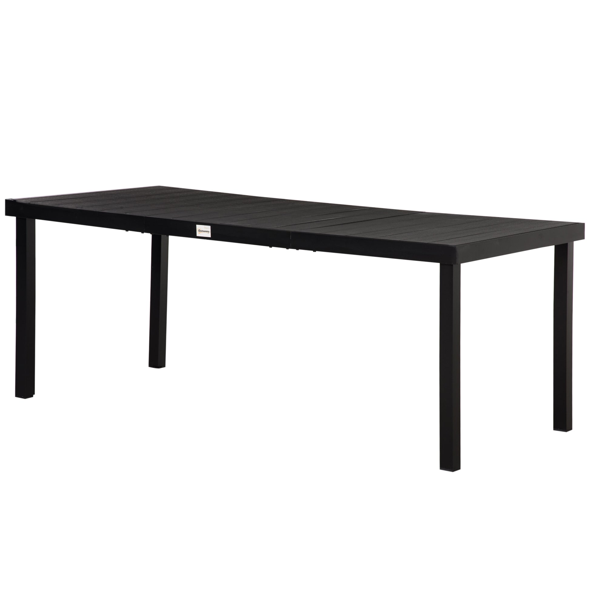 Aluminum Outdoor Dining Table Garden Table for 8 People with Slatted Tabletop for Terrace Balcony 190x90x74 cm Black
