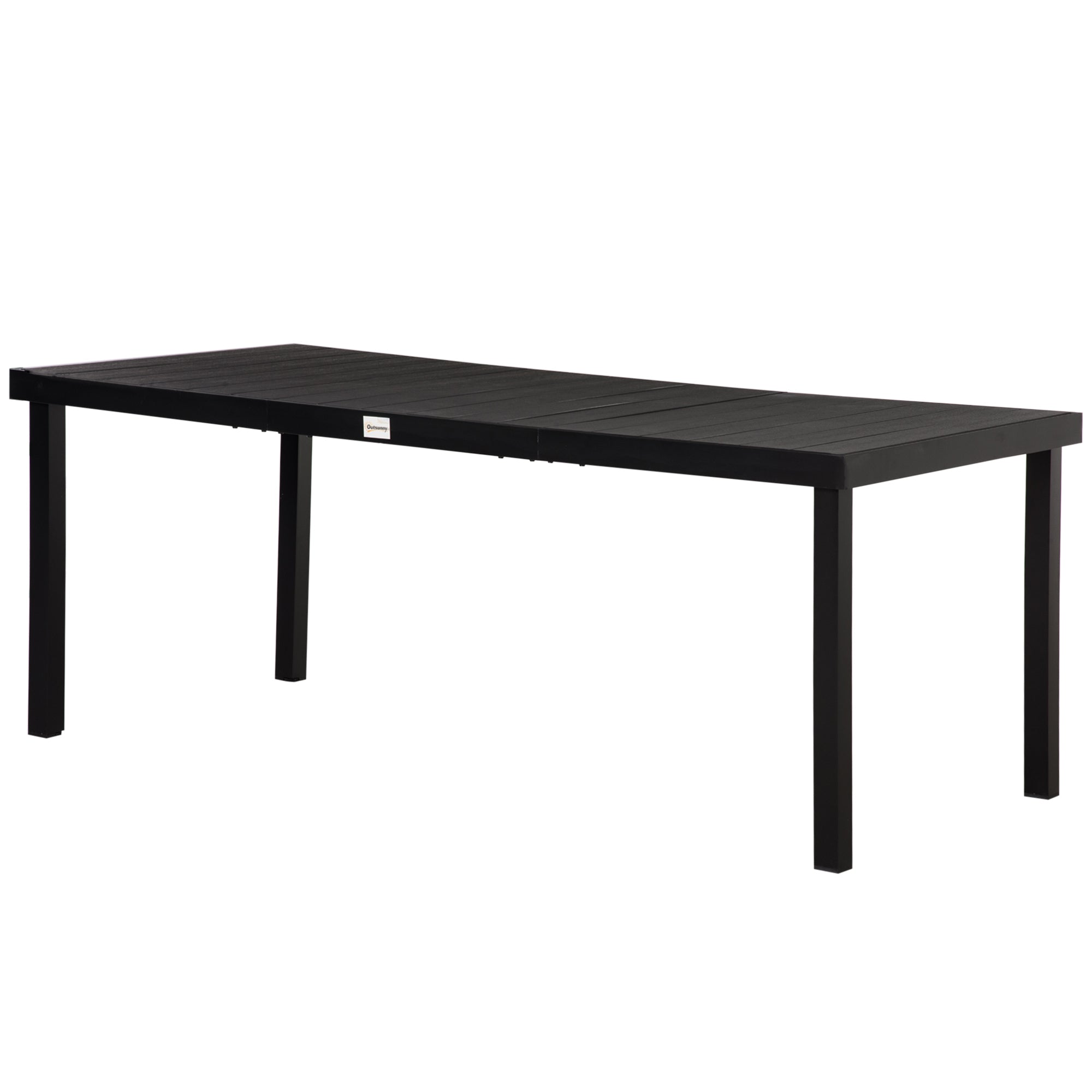 Aluminum Outdoor Dining Table Garden Table for 8 People with Slatted Tabletop for Terrace Balcony 190x90x74 cm Black