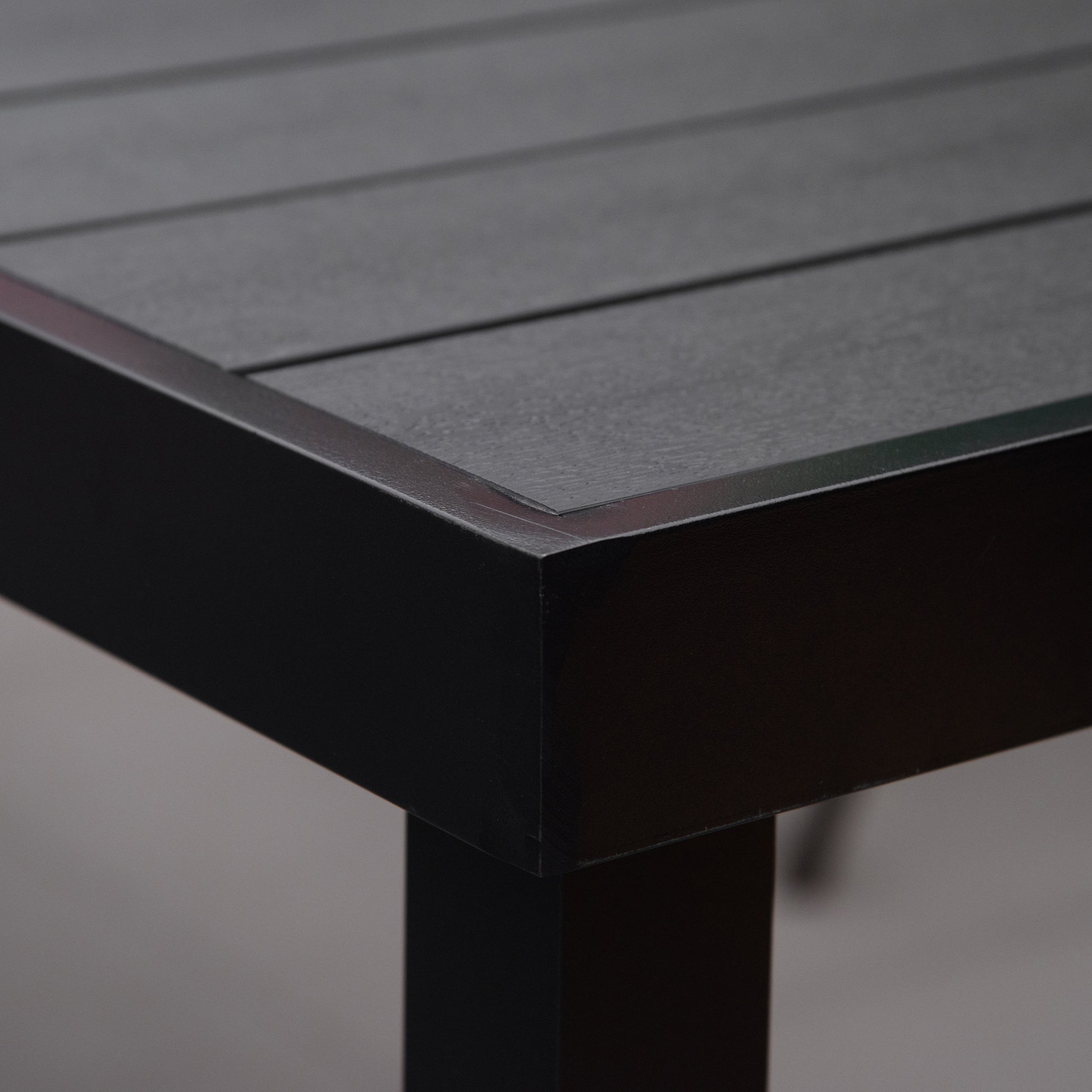 Aluminum Outdoor Dining Table Garden Table for 8 People with Slatted Tabletop for Terrace Balcony 190x90x74 cm Black