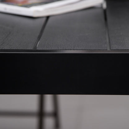 Aluminum Outdoor Dining Table Garden Table for 8 People with Slatted Tabletop for Terrace Balcony 190x90x74 cm Black