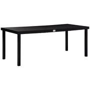 Aluminum Outdoor Dining Table Garden Table for 8 People with Slatted Tabletop for Terrace Balcony 190x90x74 cm Black