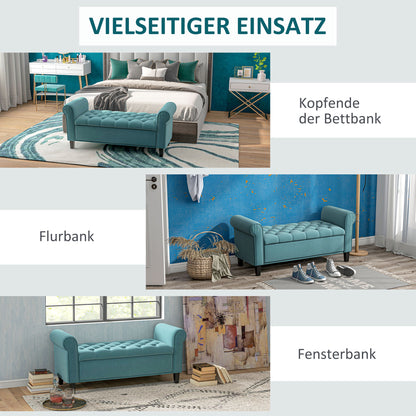 Padded Bench, Bed Bench, Seat Bench in Velvet Look, Entryway Bench with Storage for Bedroom, Supports up to 120 kg, Green, 126 x 48.5 x 47 cm