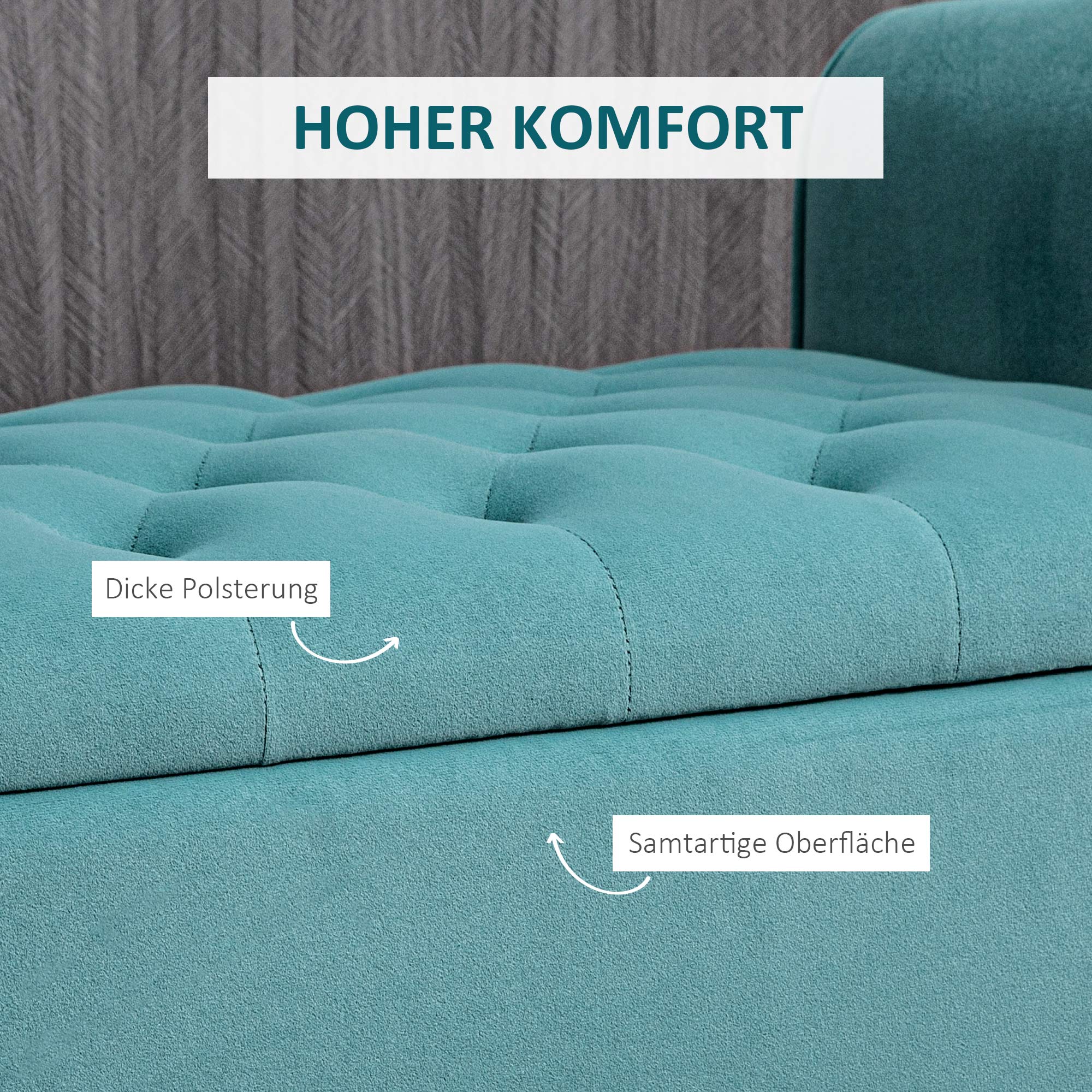 Padded Bench, Bed Bench, Seat Bench in Velvet Look, Entryway Bench with Storage for Bedroom, Supports up to 120 kg, Green, 126 x 48.5 x 47 cm