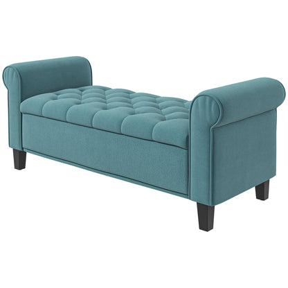 Padded Bench, Bed Bench, Seat Bench in Velvet Look, Entryway Bench with Storage for Bedroom, Supports up to 120 kg, Green, 126 x 48.5 x 47 cm
