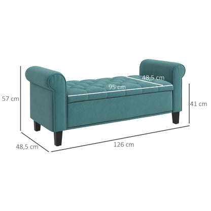 Padded Bench, Bed Bench, Seat Bench in Velvet Look, Entryway Bench with Storage for Bedroom, Supports up to 120 kg, Green, 126 x 48.5 x 47 cm