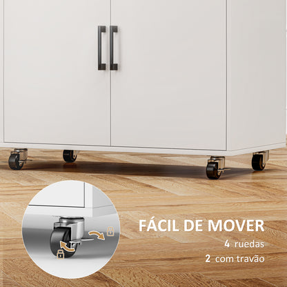 Ironing Cabinet with Wheels Ironing Cabinet with Clothes Hanging Bar Open Shelf and Ironing Board 125x43.5x102.5 cm White