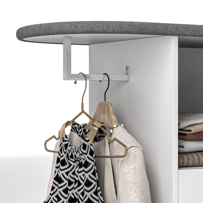 Ironing Cabinet with Wheels Ironing Cabinet with Clothes Hanging Bar Open Shelf and Ironing Board 125x43.5x102.5 cm White