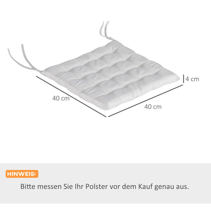 6-Piece Seat Cushion Chair Cushion with Straps Seat Pad Cushion for Indoor, Outdoor, Light Gray, 40 x 40 x 4 cm