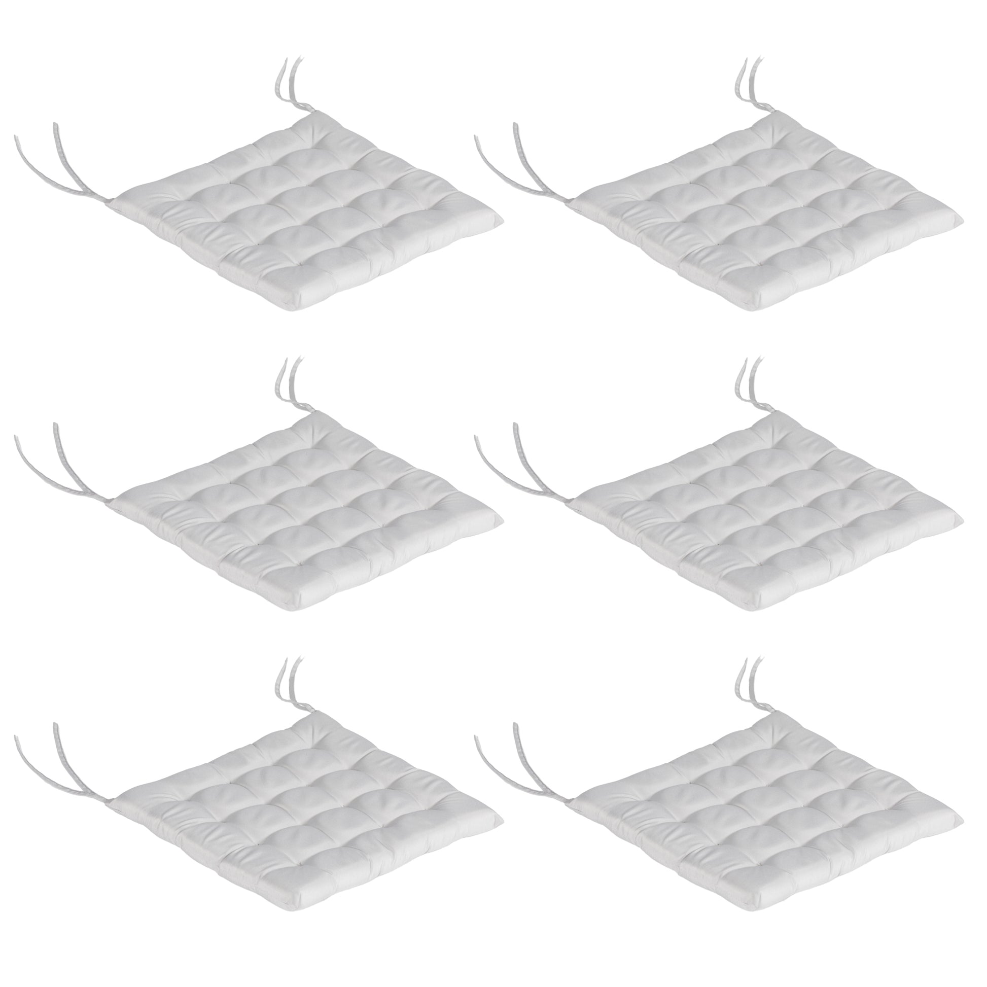 6-Piece Seat Cushion Chair Cushion with Straps Seat Pad Cushion for Indoor, Outdoor, Light Gray, 40 x 40 x 4 cm