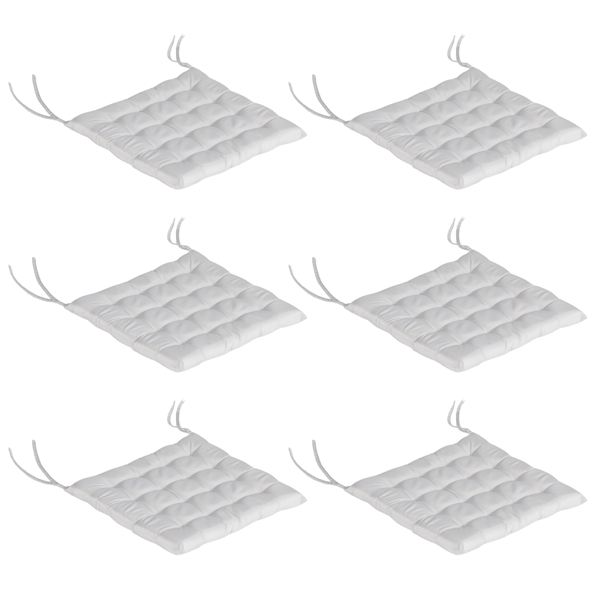 6-Piece Seat Cushion Chair Cushion with Straps Seat Pad Cushion for Indoor, Outdoor, Light Gray, 40 x 40 x 4 cm