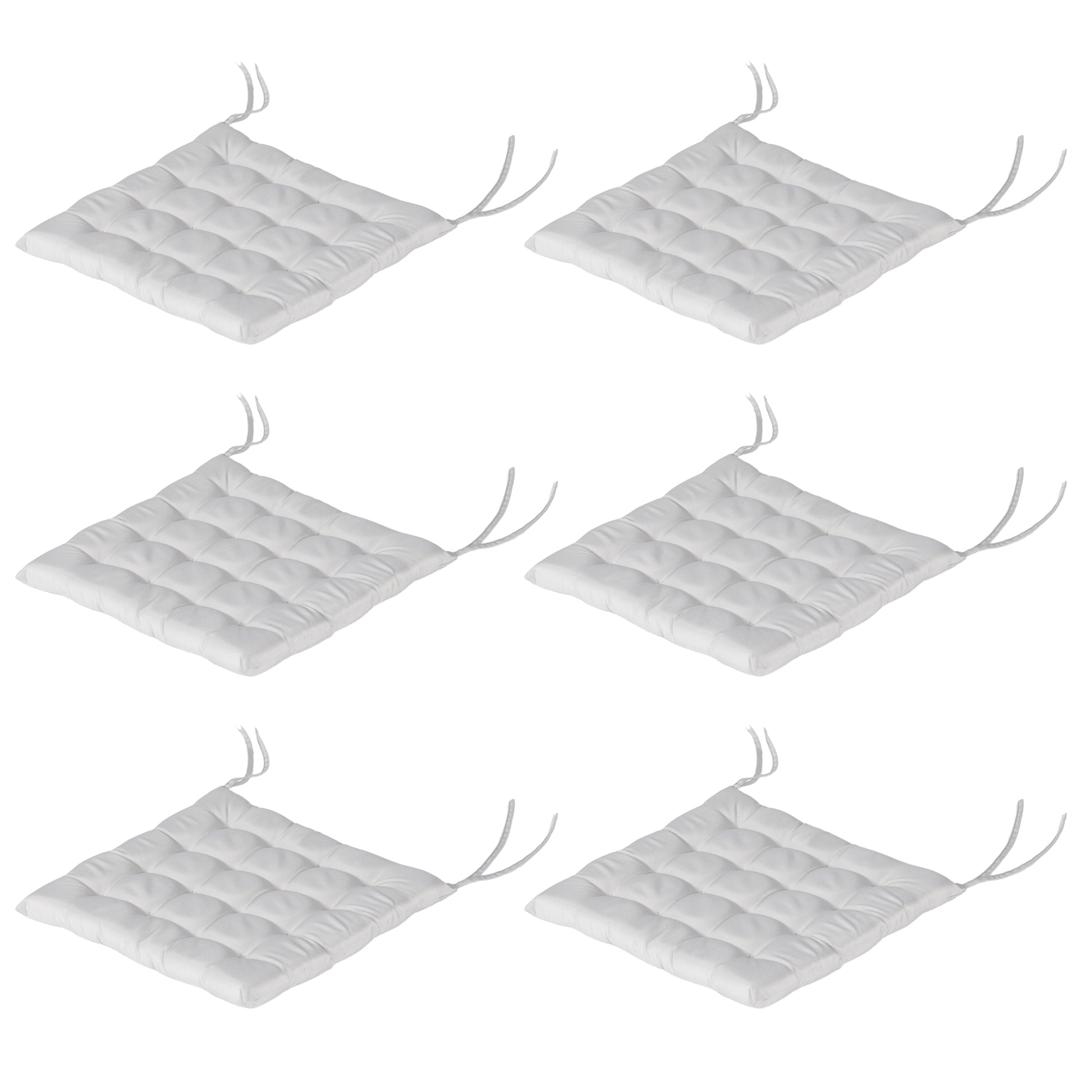 6-Piece Seat Cushion Chair Cushion with Straps Seat Pad Cushion for Indoor, Outdoor, Light Gray, 40 x 40 x 4 cm