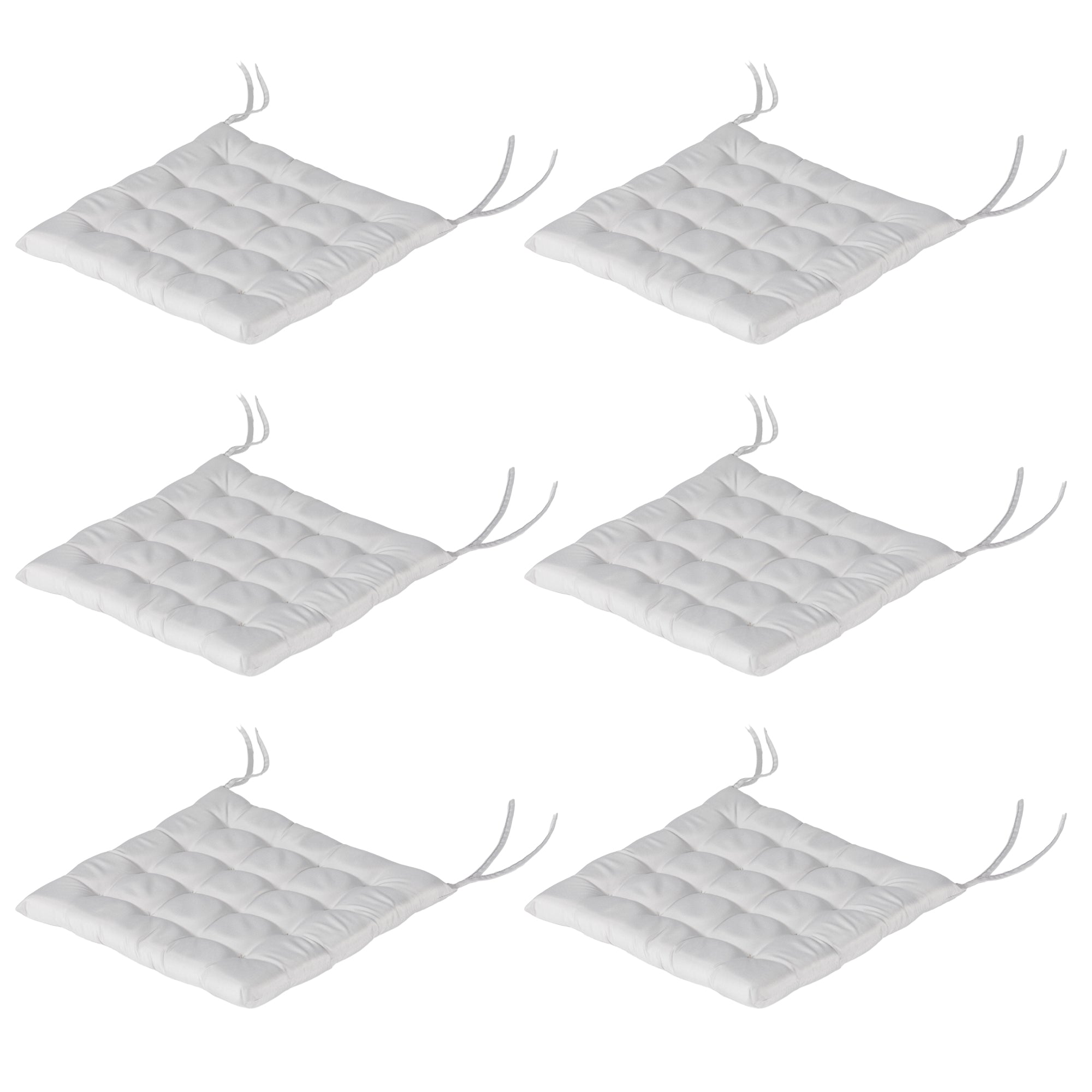 6-Piece Seat Cushion Chair Cushion with Straps Seat Pad Cushion for Indoor, Outdoor, Light Gray, 40 x 40 x 4 cm