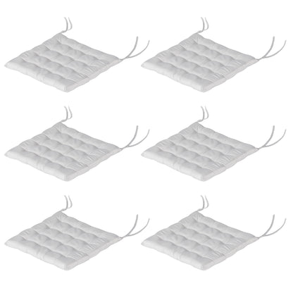 6-Piece Seat Cushion Chair Cushion with Straps Seat Pad Cushion for Indoor, Outdoor, Light Gray, 40 x 40 x 4 cm