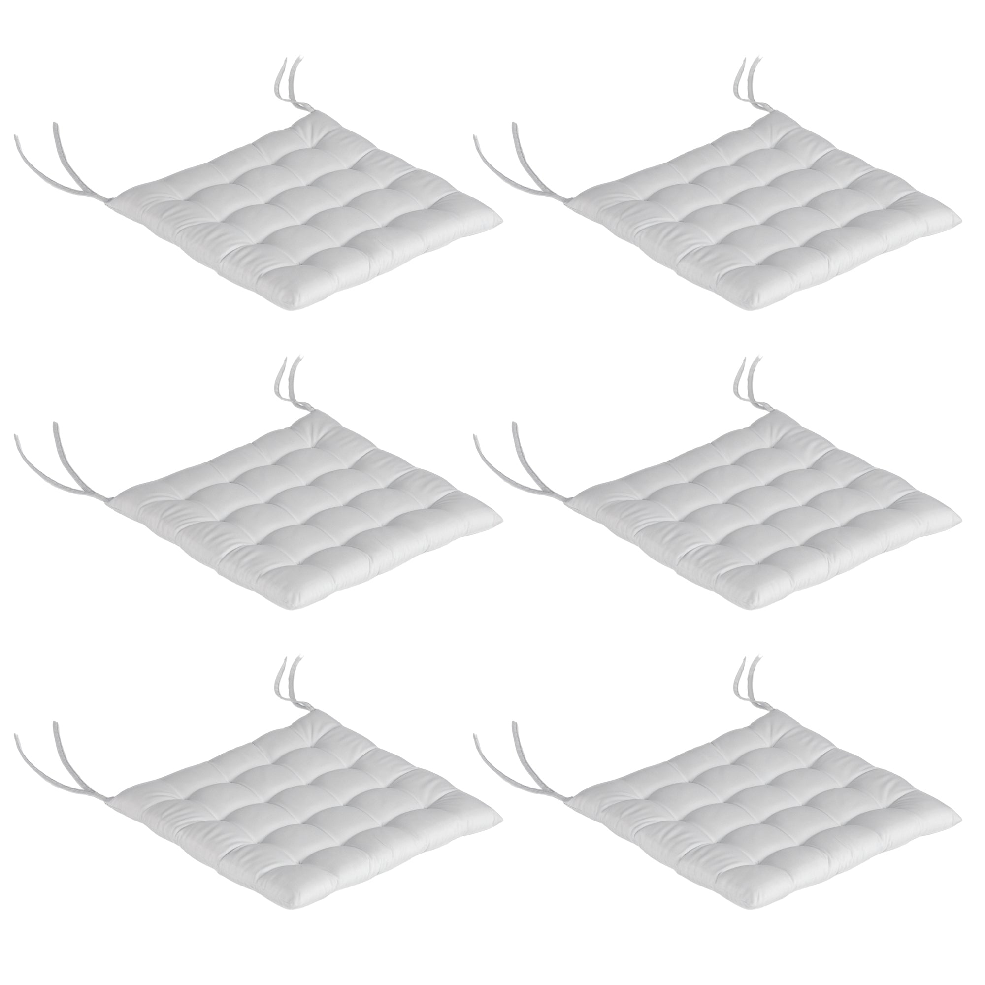 6-Piece Seat Cushion Chair Cushion with Straps Seat Pad Cushion for Indoor, Outdoor, Light Gray, 40 x 40 x 4 cm