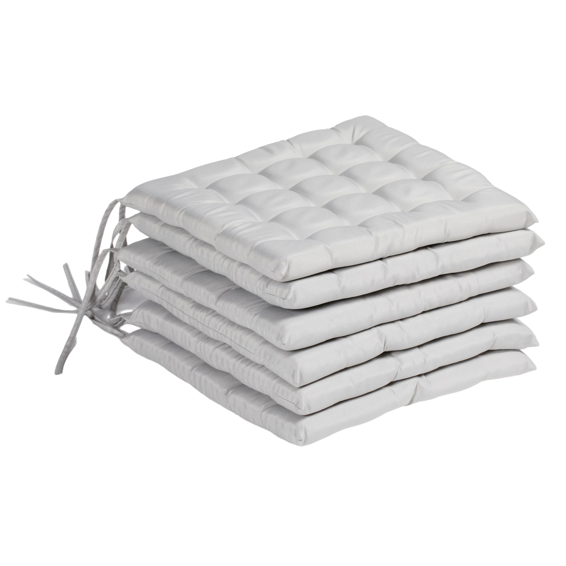 6-Piece Seat Cushion Chair Cushion with Straps Seat Pad Cushion for Indoor, Outdoor, Light Gray, 40 x 40 x 4 cm