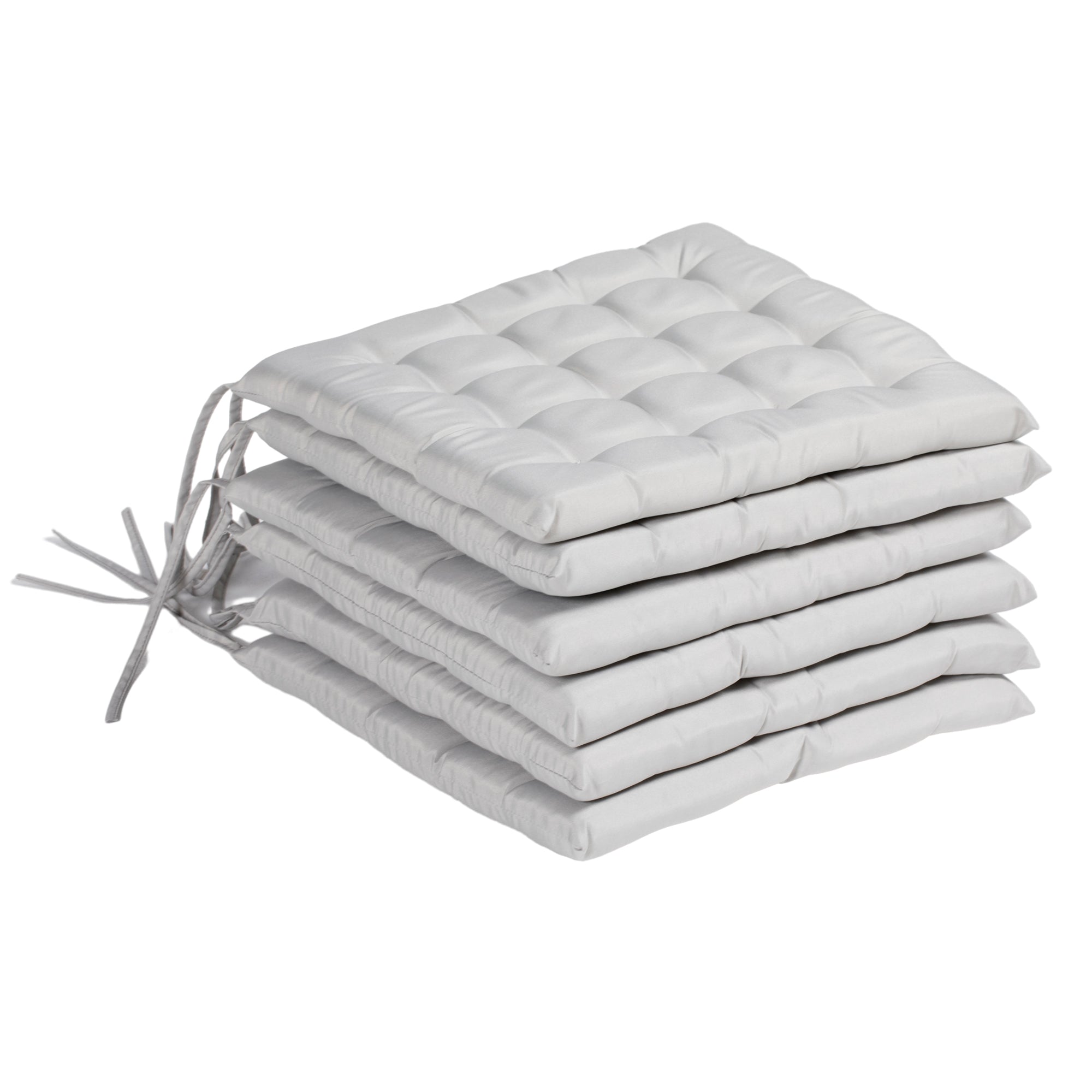 6-Piece Seat Cushion Chair Cushion with Straps Seat Pad Cushion for Indoor, Outdoor, Light Gray, 40 x 40 x 4 cm