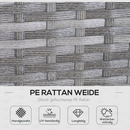 5-pc Garden Furniture Set, Rattan Seating Group with Footstool, Metal, Gray, 134 x 60 x 75 cm