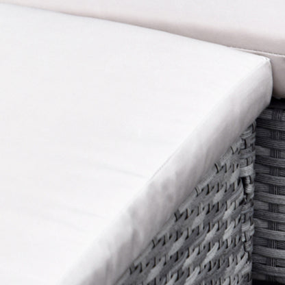 5-pc Garden Furniture Set, Rattan Seating Group with Footstool, Metal, Gray, 134 x 60 x 75 cm