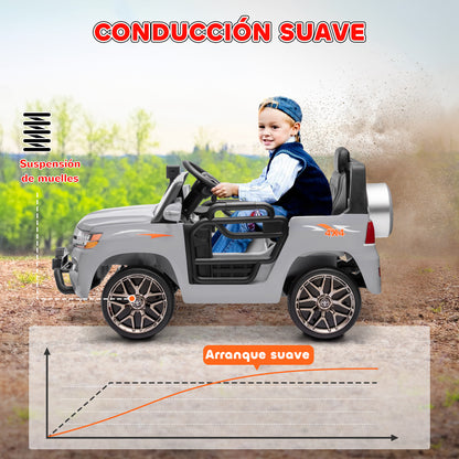 Electric Car for Kids 3+ Years Toyota LAND CRUISER Electric Car with 12V Battery Remote Control Headlights Horn Soft Start and MP3 Music Gray