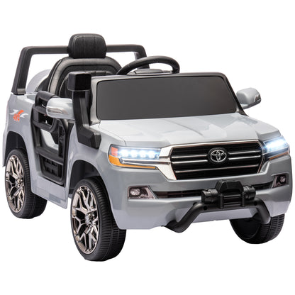 Electric Car for Kids 3+ Years Toyota LAND CRUISER Electric Car with 12V Battery Remote Control Headlights Horn Soft Start and MP3 Music Gray