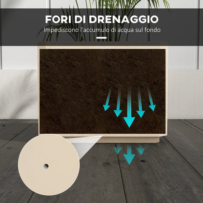 Set of 2 Square Garden Pots, Stackable Plant and Flower Pots for Outdoor and Indoor, Beige