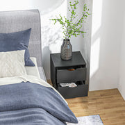 Bedside Table Nightstand with 2 Drawers, Scandinavian Style for Bedroom, Living Room, 40 x 35 x 50.5 cm, Black