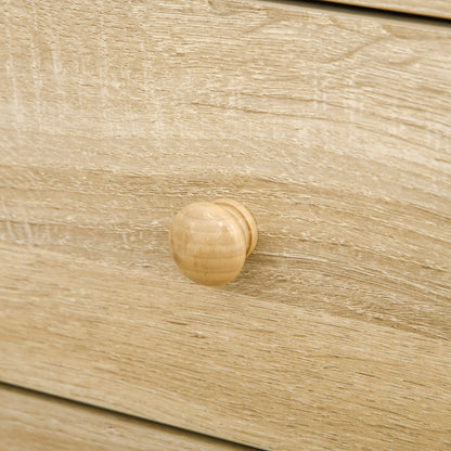 PC Desk for Office with Shelves, Desk for Children's Room with Drawers and Wooden Shelf Headboard, Computer Desk, Wood Color