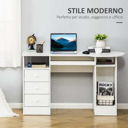 PC Desk for Office with Shelves, Desk for Children's Room with Drawers and Wooden Shelf Headboard, Computer Desk, Wood Color